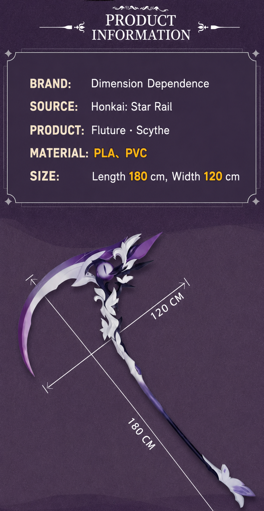 Castorice - Honkai Star Rail  Scythe Cosplay Prop